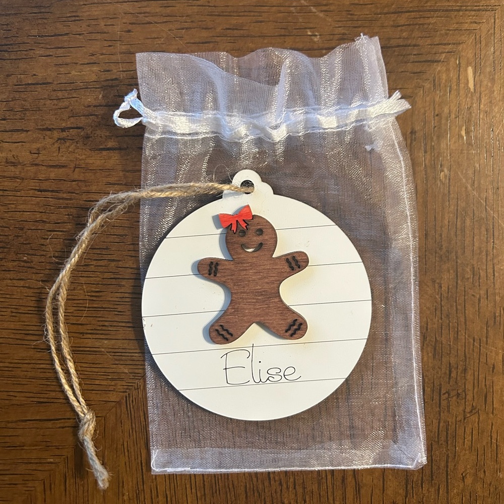 Personalized Gingerbread Ornament with Red Bow